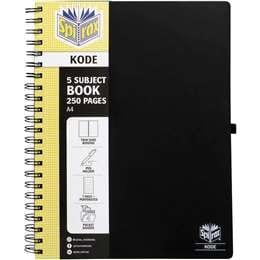 Spirax A4 5 Subject Notebook 250 Pages Assorted each