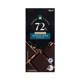 Woolworths 72% Belgian Dark Chocolate Block 100g