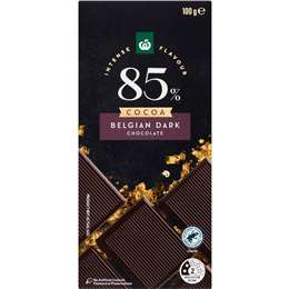 Woolworths 85% Belgian Dark Chocolate Block 100g