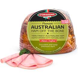 D'Orsogna Premium Ham Off The Bone Sliced From The Deli per 100g