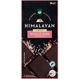 Woolworths Belgian Dark Chocolate Himalayan Salt Block 100g
