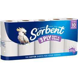 Sorbent Soft & Strong 3 Ply Toilet Paper 10 pack