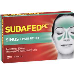Sudafed PE Sinus & Pain Relief Tablets 16 pack