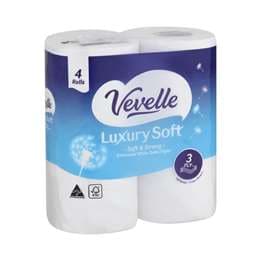 Vevelle Luxury Soft 3 Ply Toilet Paper 4 pack