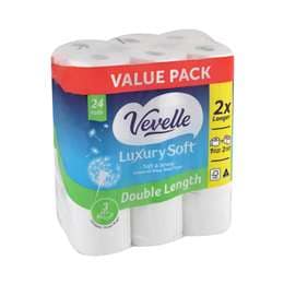 Vevelle Luxury Soft Double Length 3 Ply Toilet Tissue 24 pack