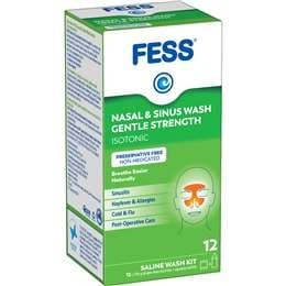 Fess Nasal & Sinus Saline Wash Kit Gentle Strength 12 pack