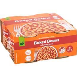Woolworths Baked Beans In Tomato Sauce 220g x 4 pack