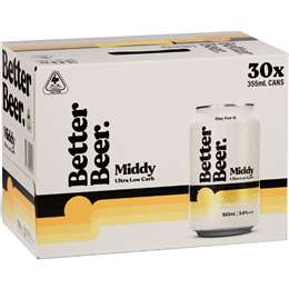 Better Beer Middy Lager Cans 355mL x 30 pack
