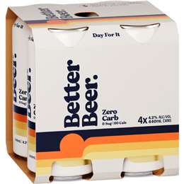 Better Beer Zero Carb Cans 440mL x 4 pack