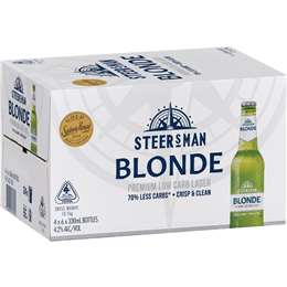 Steersman Blonde Low Carb Beer Bottles 330mL x 24 case