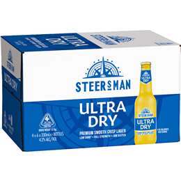 Steersman Ultra Dry Lager Bottles 330mL x 24 pack
