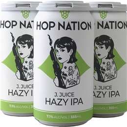 Hop Nation J Juice Hazy IPA Cans 355mL x 4 pack