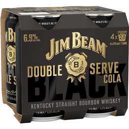 Jim Beam Black Bourbon Double Serve Mixed With Cola 375mL x 4 pack