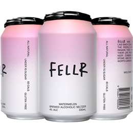 Fellr Watermelon Brewed Alcoholic Seltzer Cans 330ml x4 Pack