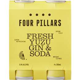 Four Pillars Fresh Yuzu Gin & Soda Cans 250ml x 4 Pack