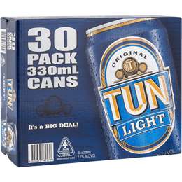 Tun Blue Light Lager Cans 330mL x 30 case