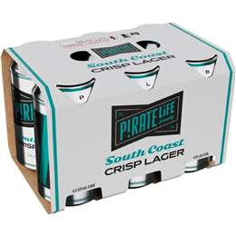 Pirate Life Brewing South Coast Crisp Lager Cans 375mL x 6 pack