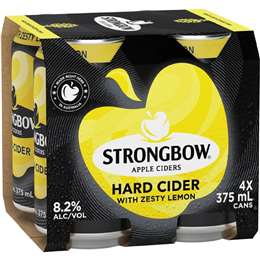 Strongbow Hard Cider Zesty Lemon Cans 375mL x 4 pack
