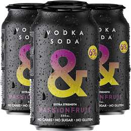 Ampersand Vodka Soda, Black Passionfruit Can 330mL x 4 Pack
