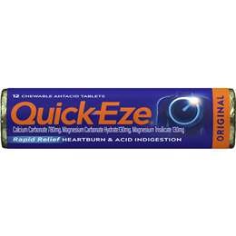 Quick-Eze Antacid Tablets Original Rapid Relief 12 pack