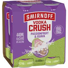 Smirnoff Vodka Crush Passionfruit & Guava Cans 440mL x 4 pack