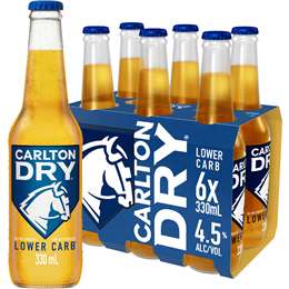 Carlton Dry Bottle 330mL x 6 pack