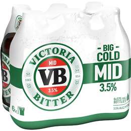 Victoria Bitter 3.50% Bottles 375mL x 6 pack
