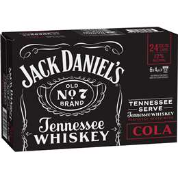 Jack Daniel's Tennessee Serve Cans 200mL x 24 pack