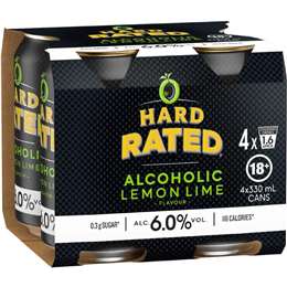 Hard Rated Lemon Lime 6pct Cans 330mL x 4 pack