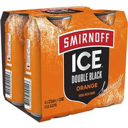 Smirnoff Ice Double Black Orange 6pct Cans 375mL x 4 pack