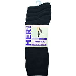 For Her Crew Socks Black Size 9-11 5 pack