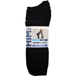 For Him Business Socks Black Size 11-14 5 pack