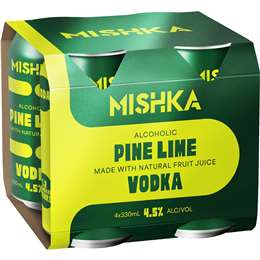 Mishka Vodka Pine Lime Cans 330mL x 4 pack