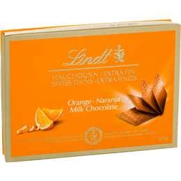 Lindt Swiss Thins Milk Orange Chocolate Box 125g