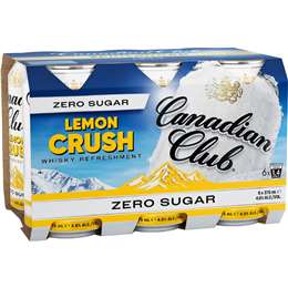 Canadian Club Lemon Zero Sugar 4.8% Cans 375mL x 6 pack