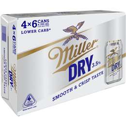 Miller Dry 3.5% Cans 355mL x 24 pack