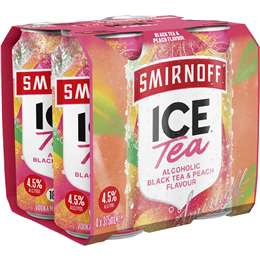 Smirnoff Ice Black Tea & Peach Cans 375mL x 4 pack