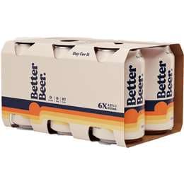Better Beer Zero Carbs Lager Cans 355mL x 6 pack
